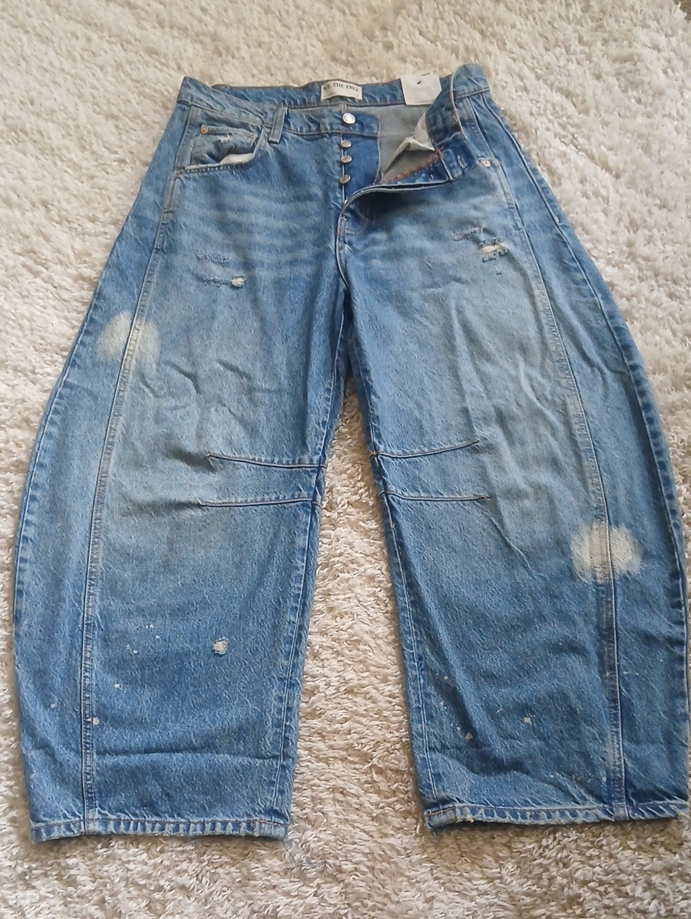 Free People Distressed Barrel Jeans